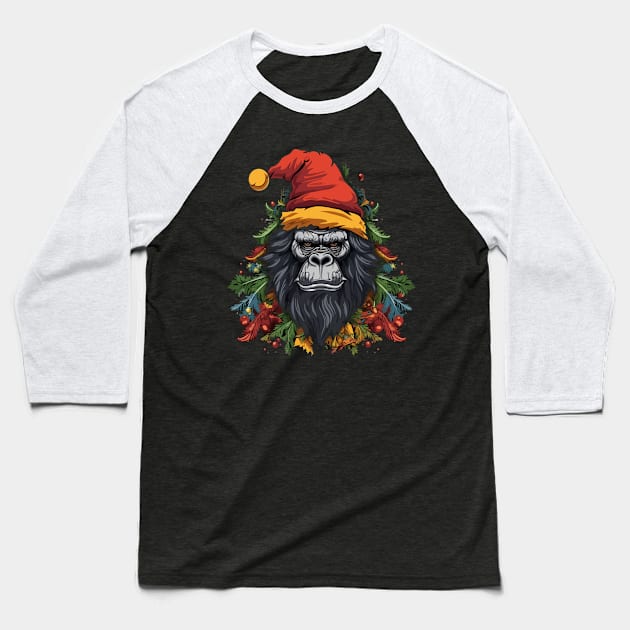 Gorilla Christmas Baseball T-Shirt by JH Mart